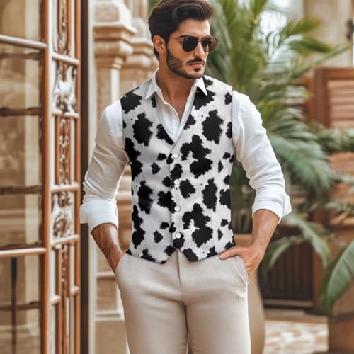 Suit Vest for Men Big and Tall V-Neck Formal Vest Slim Fit Button Waistcoat Vests2