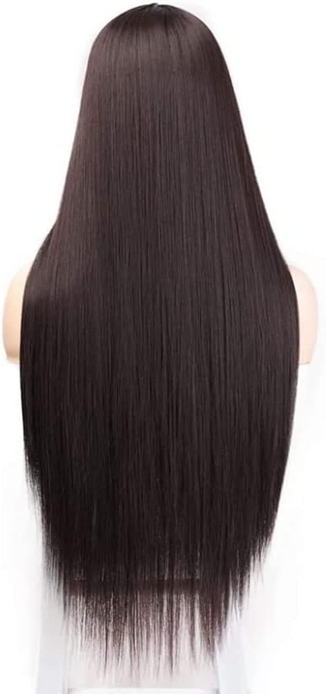 SIYON Dark Brown Hair Wig Long Straight Hair for Fashion Women Wigs Glueless Heat Resistant Fiber Hair Synthetic Wigs