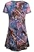 Sixother Womens Tie Dye Tunics Summer Casual Short Sleeves Tops V Neck Blouses, Blue Pink, Size M