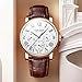 eYotto Men's Stainless Steel Business Watch, Multifunction Quartz Movement Chronograph Roman Numerals Analog Calendar Date Waterproof Leather Band Wristwatch, Formal Dress Gift Watch for Men Rose Gold