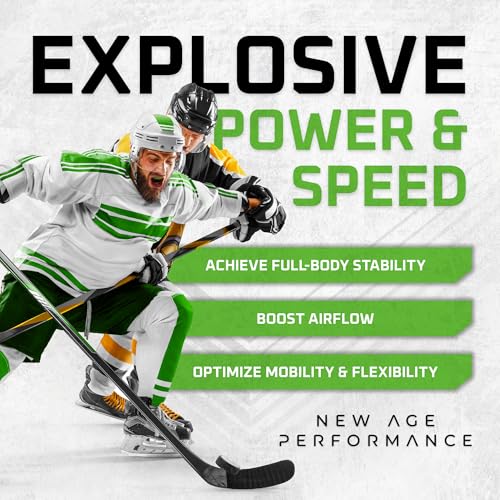 New Age Performance Sports Mouthguard, Low Profile Design, Enhances Athletic Performance Including Strength, Balance & Endurance, Stabilize Jaw for Contact Sports & Protect Teeth, (Black/Green)