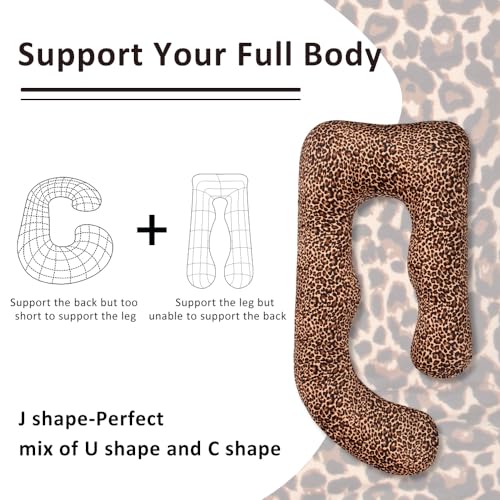Image of Chilling Home Pregnancy Pillow, U Shaped Pregnancy Pillows for Sleeping Full Body Pillow Maternity Pillow for Pregnant Women 58 inch, Pregnant Women Must Have with Removable Cover, Leopard Print