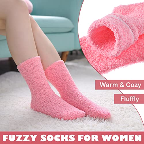 Image of LINEMIN Womens Fuzzy Socks Cozy Fluffy Winter Warm Slipper Socks Microfiber Soft Home Sleeping Socks