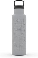 Vista 221 de Well Told Botella de agua aislada con mapa de Washington DC grabado, botella de acero inoxidable grabada (21 onzas, blanco) botella aislada de mapa