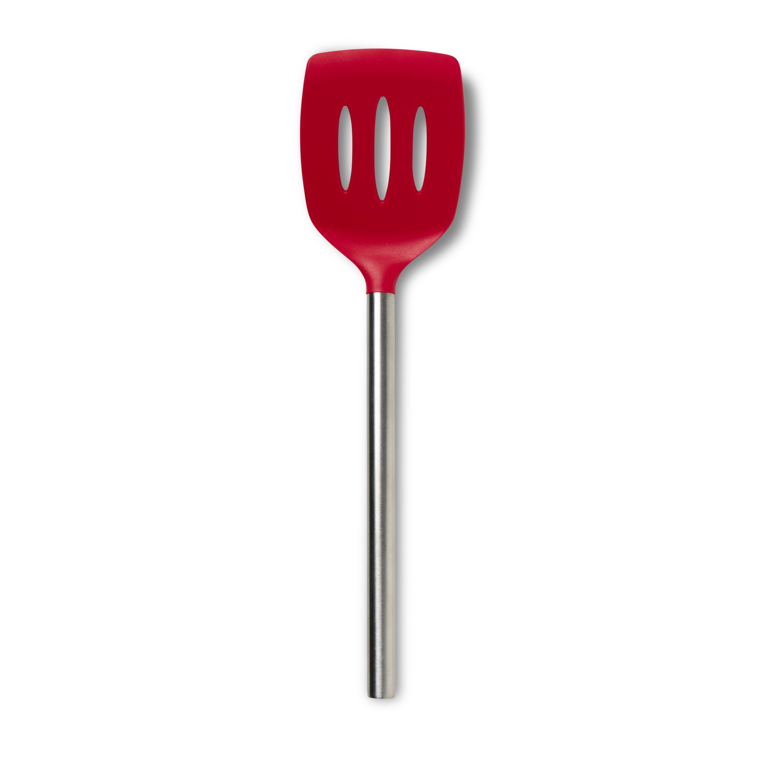 Tovolo Pfannenwender mit Schlitzen aus Silikon mit Edelstahlgriff, Pfannkuchenspatel, kratzfestes Küchenutensil für antihaftbeschichtetes Kochgeschirr & Gusseisenpfannen, Viva Magenta