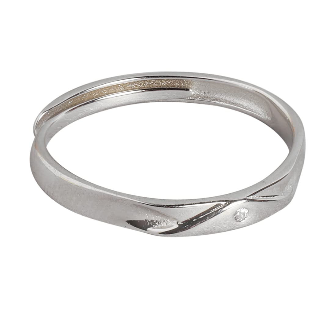 925 Sterling Silver Designer Cubic Zirconia CZ Studded Rhodium Plated Adjustable Ring | Gift for Men and Boys | With Certificate of Authenticity & 925 Hallmark