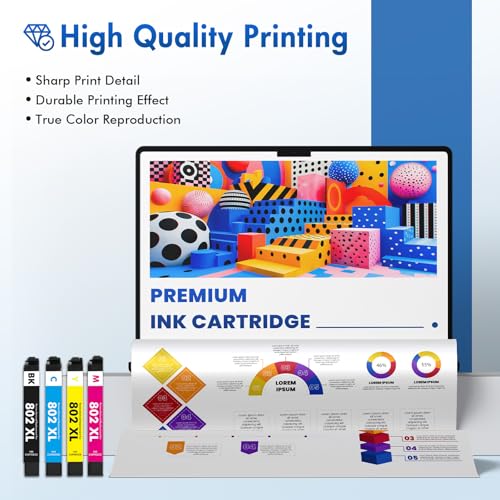 Image of Remanufactured Replacement for 802XL WF-4730 Ink Cartridges Combo Pack | Compatible for 802 for Epson Printer Workforce Pro WF-4740 WF-4730 WF-4720 EC-4020 EC-4030 WF 4730 4734 4740 (BKCMY-4Pack)
