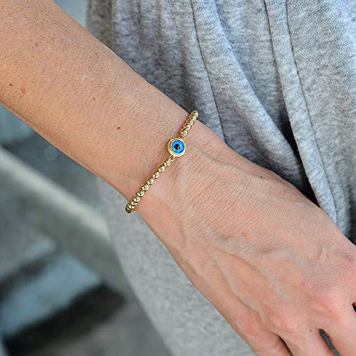 Anela 14KT Gold Filled Beaded Evil Eye Bracelet – Tarnish-Free Women's Jewelry Gift for Protection and Style with Gift Pouch Included2