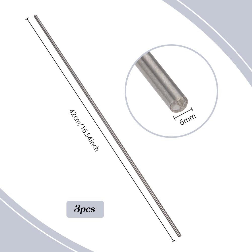 PH PandaHall 3pcs Tige Ronde en Titane Tige en Titane 6mm Diamètre et 48.7cm de Longueur Faites-le-vous Craft Titanium Rod Tige en Titane pour Artisanat DIY et Travail des Métaux