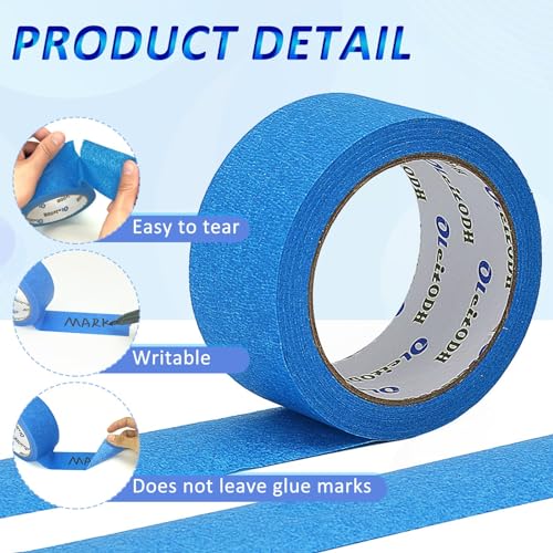 Image of Oleitodh 22 Rolls Blue Painters Tape Bulk 2 inch x 55 Yards, Painters Masking Tape No Residue Wall Painting Tape Artist Tape Trim Edge Finishing Tape for Wall Painting Decoration DIY Supplies