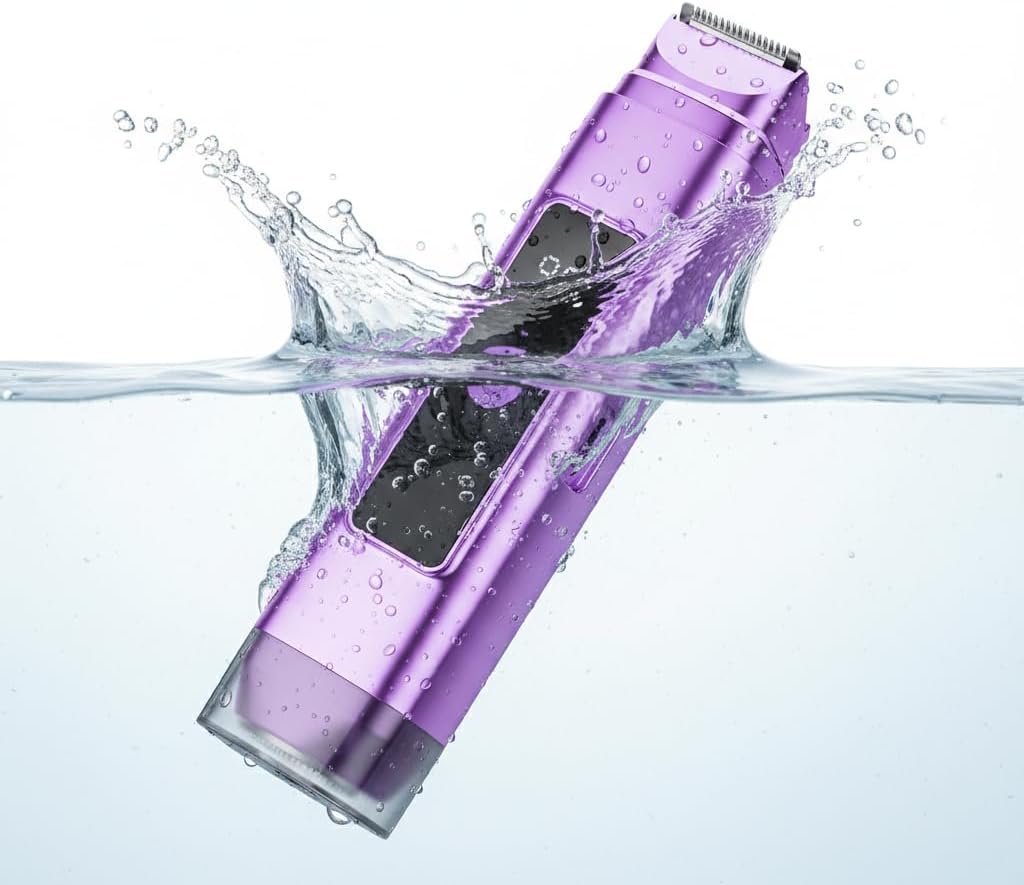Electric Bikini Trimmer for Women: IPX7 Waterproof Dual Head Cordless Electric Shaver for Women with LED Display & 0.5mm Ceramic Blades for Pubic Hair, Face, Legs
