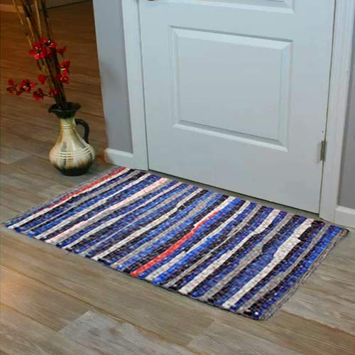 Cotton Craft Cotton Chindi Rag Rug - 2 Pack - Boho Farmhouse Rustic Area Accent Throw Rug - Handwoven Reversible Natural Recycled Yarn - Living Room Den Study Home Décor Gift -20 X 32 In - Multi Color #TOP6