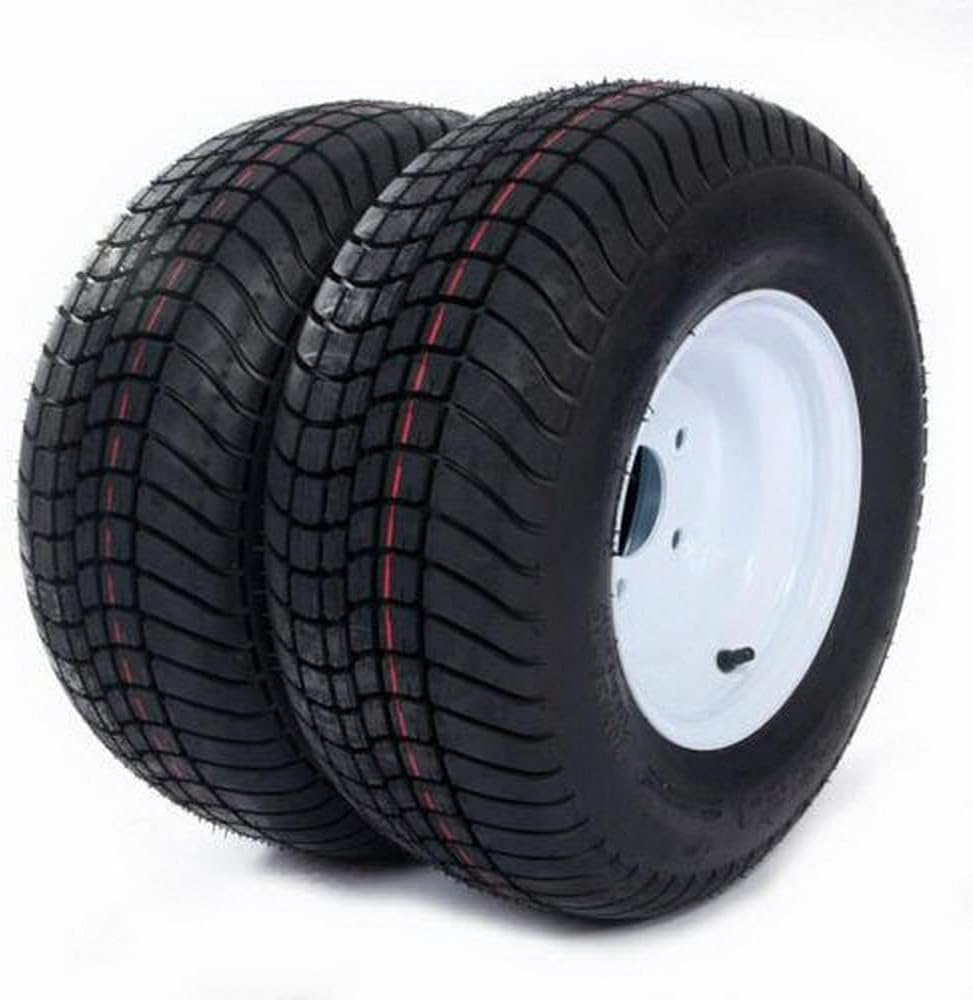 Set of 2 Trailer Tires & Rims 205/65-10 20.5x8.0-10 LRB 5 Lug Hole for White Wheel
