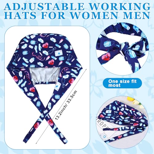 Image of Unittype 4 Pcs Nurse Caps for Women Nursing Working Caps with Button and Sweatband Adjustable Elastic Scrub Hats for Dentist