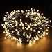 PMS LED String Lights on Dark Green Cable with 8 Light Effects, 108Ft 300 LED Warm White Low Voltage Christmas Lights. Ideal for Indoor Decoration, Christmas, Party, Wedding, etc.