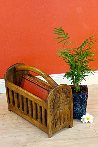 Kinaree Revistero de madera maciza, 42 cm, diseño de elefantes - imagen 2