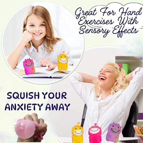 Image of GRAPHENE Flashing Squishy Stress Ball Soft Silicone Squeezable Puffer Sponge Stress Relief Toy Sensory Smiley LED Light Glowing Hair Sensory Fidget Toys for Kids Birthday Gift (Pack of 1)