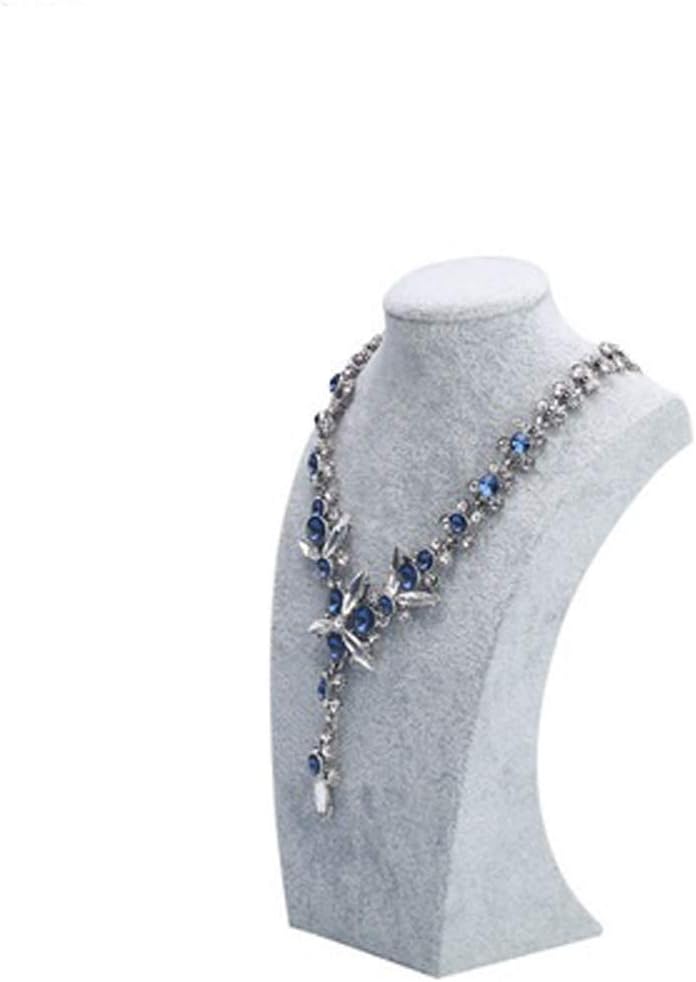 Cyphin Gray Velvet Necklace Display Holder Jewelry Bust Figure Jewelry Display Stand (H7.9)