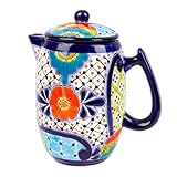 NOVICA Artisan Talavera Handcrafted and Painted 'Raining Flowers' Ceramic Coffee and Tea Pot from Mexico