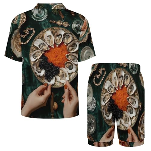 Oysters Seafood Cuisine Mens Pajamas Set Short Sleeve Sleepwear Summer Pjs Sets 2 Piece Loungewear Nightwear4