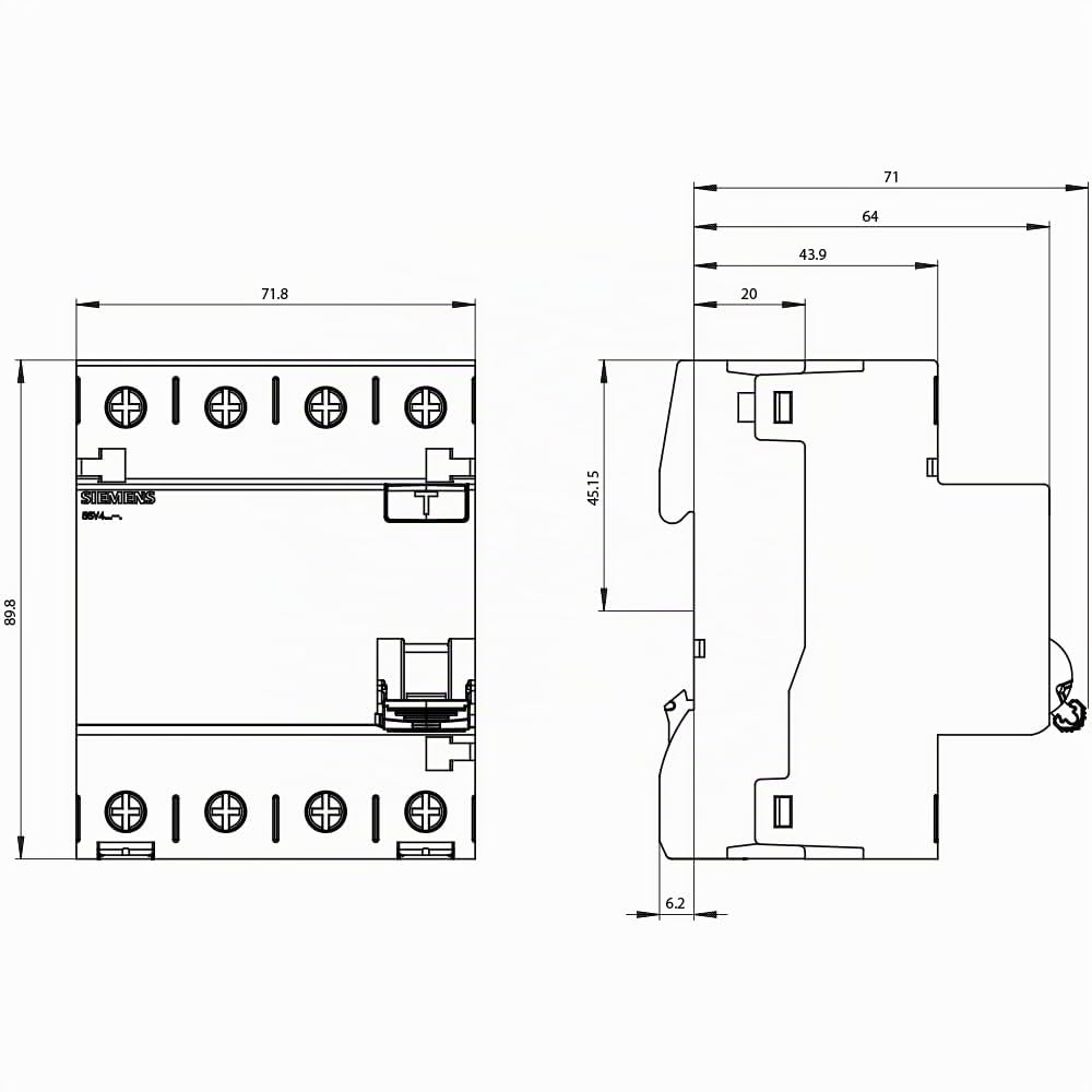 Siemens 5SV – Interruttore differenziale clase-ac 4 poli 63 A 30 mA 70 mm