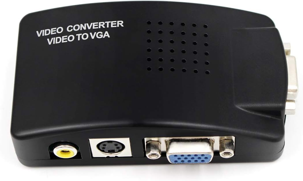 PC Laptop Composite Video TV RCA Composite S-Video AV in to PC VGA LCD Out Converter Adapter Switch Box Black