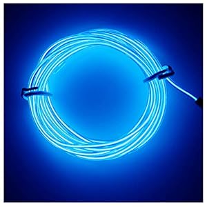 SZILBZ EL Wire Blue, 5m/16.4ft Neon Lights Noise Reduction Neon Glowing Strobing Electroluminescent Wire for Halloween…