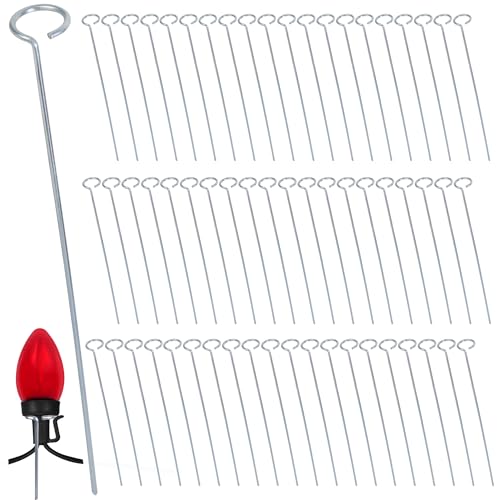 WBCBEC 60Pcs 12 Inch Metal Christmas Light Stakes Christmas Yard Lights Stakes Metal Light Stakes for Christmas Lights Yard Lawn Light Stakes for C7 and C9 Ground Stakes for Christmas Lights