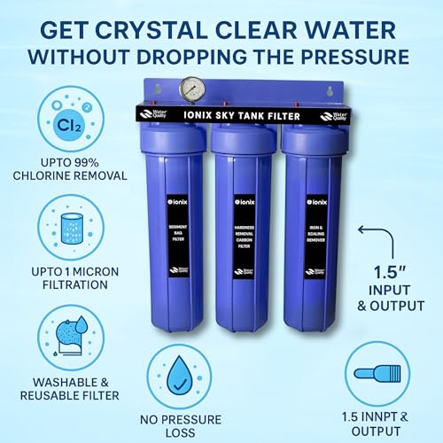 Image of IONIX Sky Tank Water Softener For Home| High Pressure Saltless Purifiere With Sediment Filter | German Quality Whole House Water Filter | High Capacity Housings,Activated Carbon