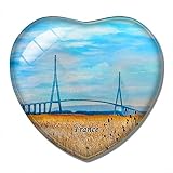 'N/A' Aimant France France Pont Normandie Honfleur Aimant de réfrigérateur 3D Artisanat Souvenir Cristal Réfrigérateur Aimants Collection Cadeau de Voyage