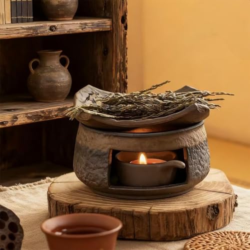 Ceramiczny zestaw podgrzewaczy do herbaty, aromaterapia z uchwytem na podgrzewacze, dyfuzor 4 w 1, podgrzewacz do czajnika, do domu, biura i medytacji
