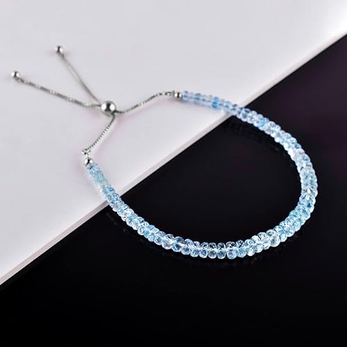 Miniatura 9 de Natural Sky Blue Larimar Gemstones Bolo Bracelets, Dolphin Stone, Chakra Healing Crystals Jewelry, Rhodium Plated 925 Sterling Silver, Adjustable