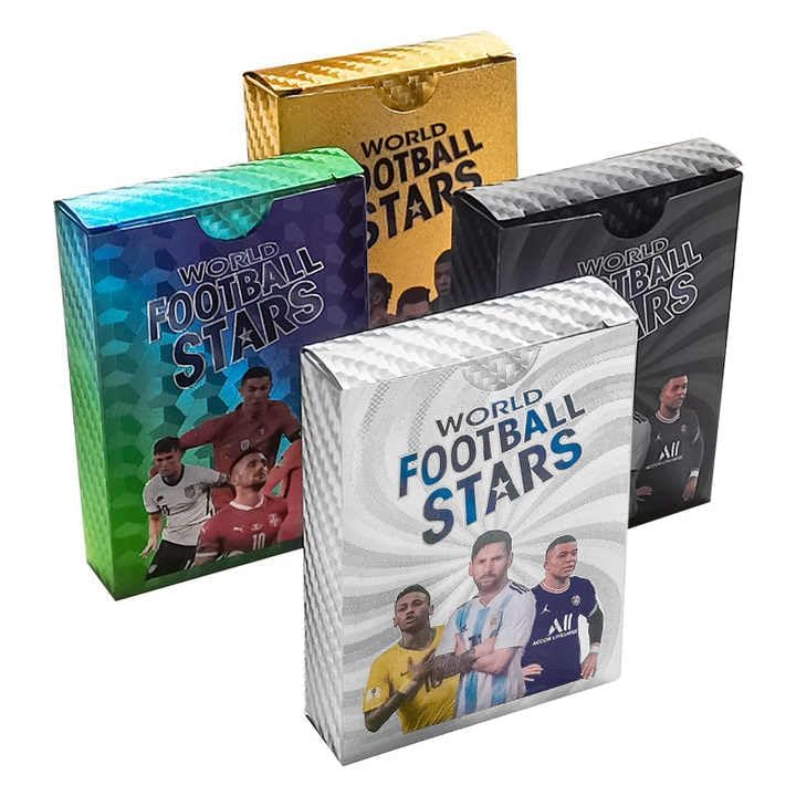 Image of Champions League Football Collector Cards - 55 PCS Unofficial Trading Card Game Pack For Kids & Fans | Soccer Cards For Boys, Girls, Gifting (Football Silver)