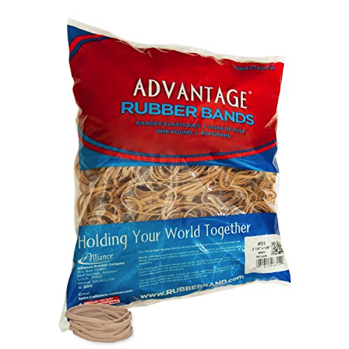 Alliance Rubber 26314 Advantage Rubber Bands Size #31, 1 Lb Bag Contains Approx. 850 Bands (2 1/2" X 1/8", Natural Crepe) #TOP1