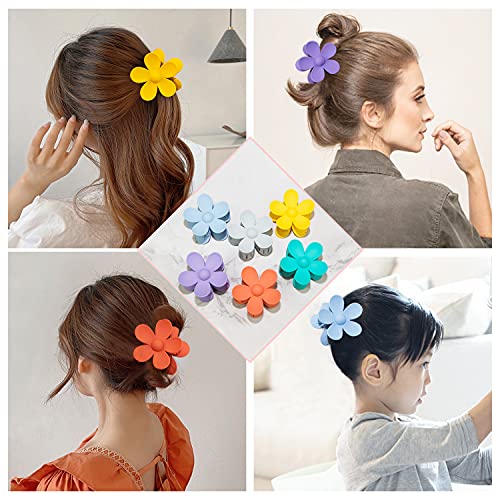 Cobinaan Hair Claw Clips Big Matte Flower Acrylic Hair Clips Non Slip Cute Hair Catch Barrettes Jaw Clamps For Medium Thick Hair Women Girls thumb #3