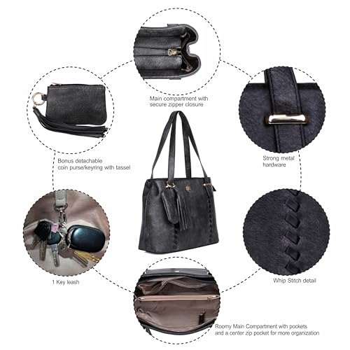 Bolso tote organizador Julia Buxton de cuero vegano con pespunte miniatura 3