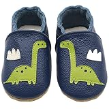 Krabbelschuhe Weicher Leder Babyschuhe 12-18Monate Lauflernschuhe Jungen Mädchen Babyhausschuhe mit Wildledersohlen, Rutschfest Karikatur Mokassin Unisex Krabbelschuhe Hausschuhe