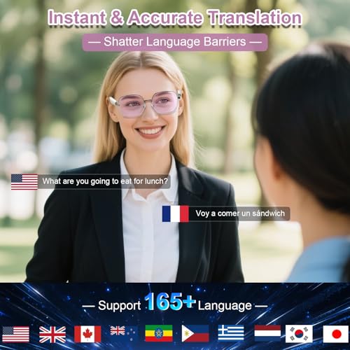 Image of Al Smart Glasses for Women- Bluetooth Translation Glasses with 164 Languages, Color-Change Lens, Music & Call, IP54 Waterproof, Free App, Audio AI Translator Glasses for Meeting Cycling Travel Gaming