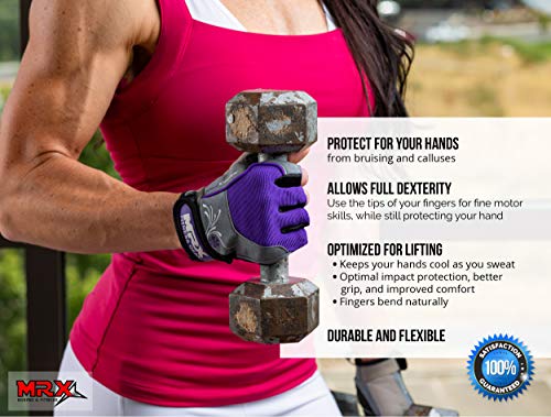 Mrx Boxing & Fitness Weight Lifting/Exercise Grip Gloves For Women, Great For Workouts, Weight Training And More, Purple Small #TOP6