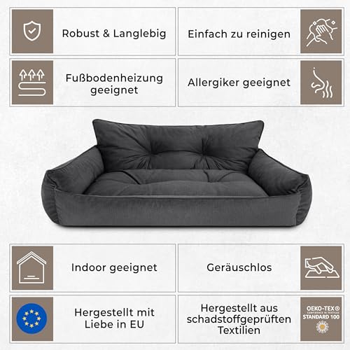 Bjird Hundebett - Hundekorb für kleine mittelgroße & große Hunde - Hundekissen - Hundesofa - EInfach zu reinigen - Joker Gesteppt - Größe: S: 64 x 49 cm - Gelb Fancy