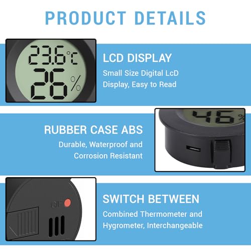 Xdealcozyxc 2 Pcs Humidity Meter Reptile Accessories, Vivarium Hygrometer Sensor for Tortoise Bearded Dragon - Image 3