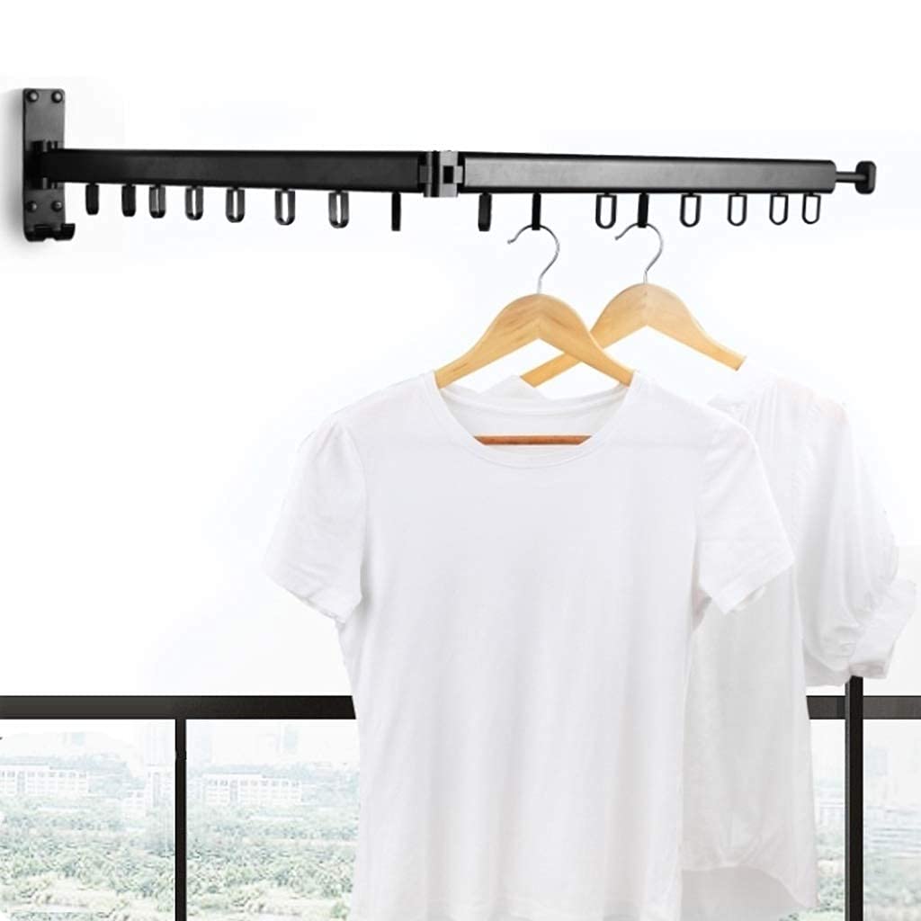 CDZYMY Toallero de baño Grande de 160 cm tendedero de Ropa Plegable tendedero de Pared para lavandería tendedero para Ropa de baño y balcón (Color: Negro)