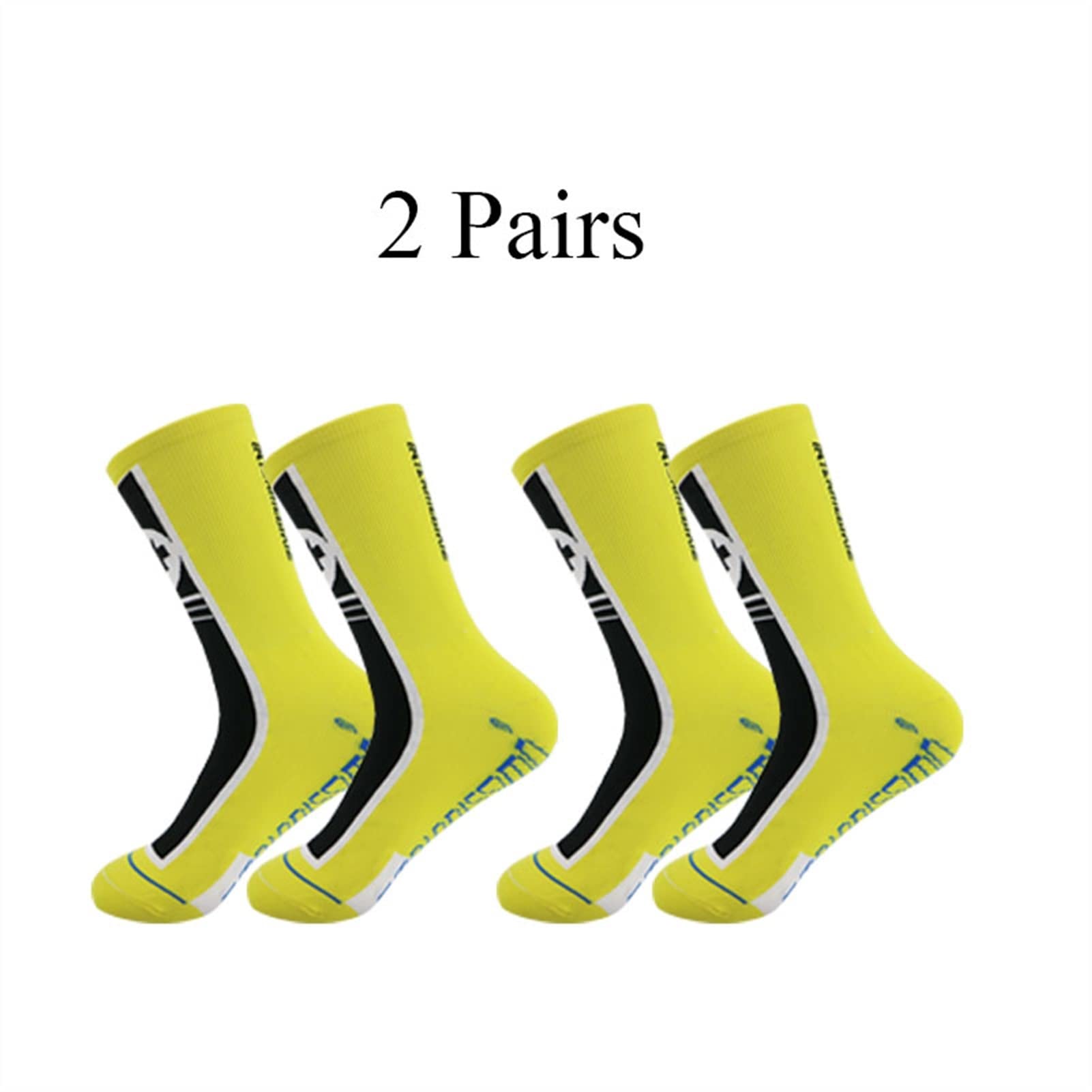 2 Paia di Calze ciclistiche da Uomo in Tubo Multicolor Sport Antiscivolo Calzini da Allenamento Calzini fiancheggiati con Calze Caviglie