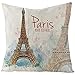 Agoble Copricuscini Per Divano Marrone Torre Eiffel "Parigi"， Biancheria Cuscino Sedia 40x40cm/16x16 Inches