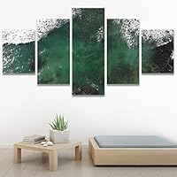 SIGNWIN 5 Panel Canvas Wall Art Abstract Aerial Contemporary Mixed Media Modern Art Multicolor Texture for Home Decorations Ready to Hang - 60