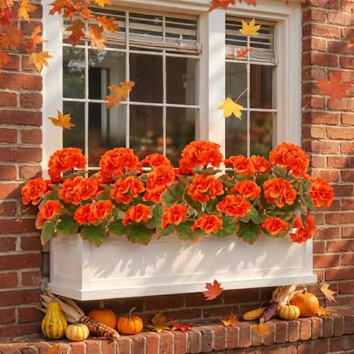Image of Bassion Fake Geraniums Artificial Fall Flowers for Outdoors Decor, 6 Pcs