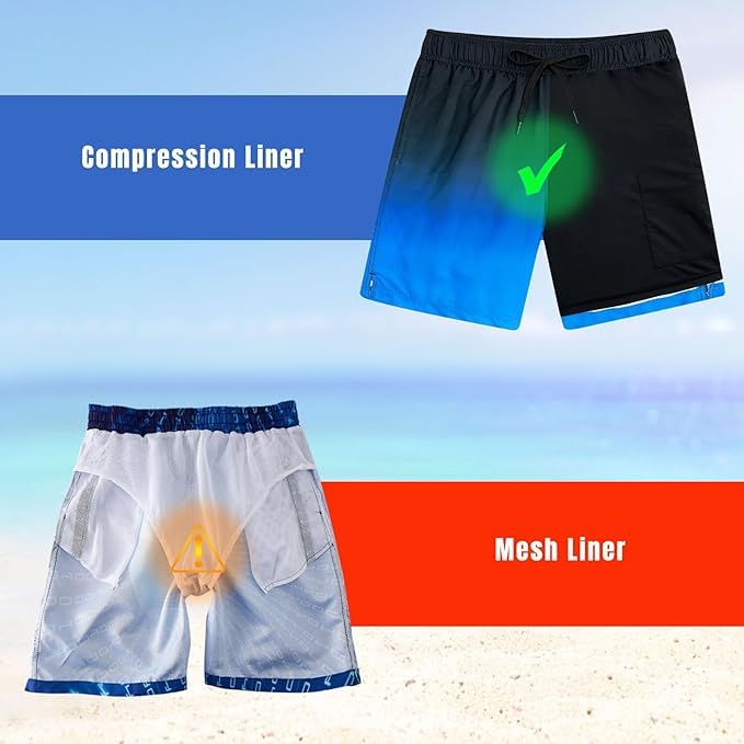Image of Cozople Mens Swim Trunks 5.5 inch Compression Liner Swim Shorts Boxer Brief Lined Quick Dry Bathing Suit Swimwear