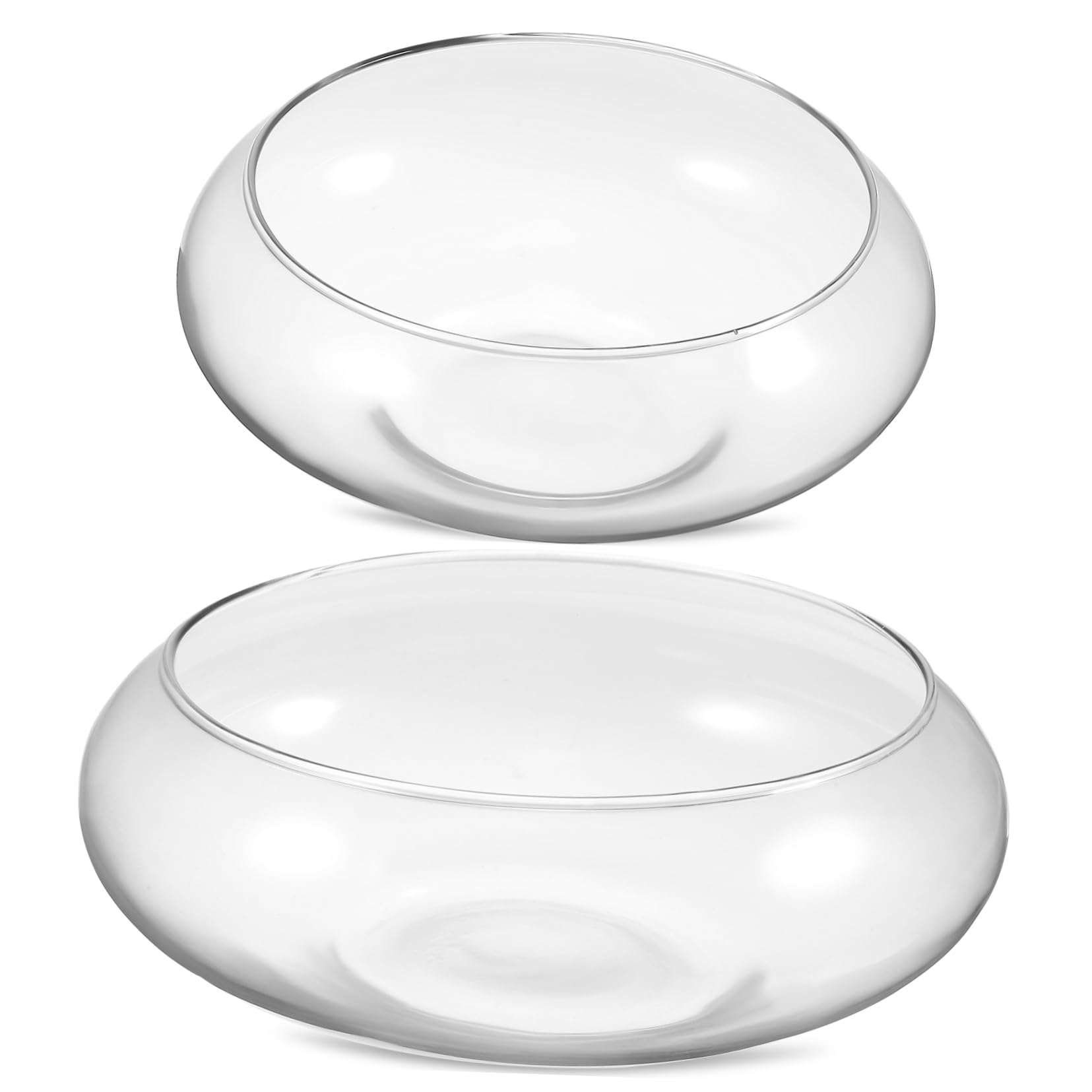 DIKACA 2 Piezas Tazón De Vidrio Grande Terrario Macetero De Cristal Pecera Maceta De Burbujas Transparente Cuenco De Jarrón De Vidrio Florero De Aire Plato De Frutas Lirio De Agua