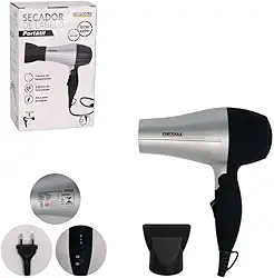 Secador de Cabelo Portátil 1200W Bivolt com 2 Velocidades – Cinza, Dobrável, Leve, Viagem, Academia, Bolsa