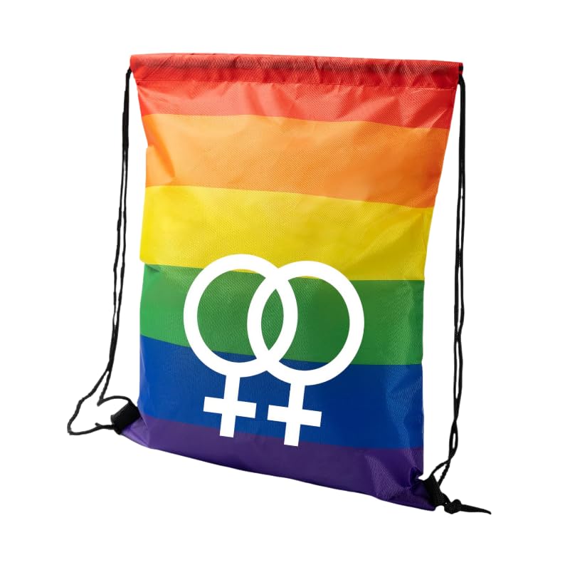 rainUP Mochila Orgullo Gay Bolsa Bandera LGTBI. Poliéster, Reutilizable y Resistente, Ideal para Gym Compras, Playa, Bolso uso diario Mochila viaje cabina avión LGBT.Doble símbolo venus